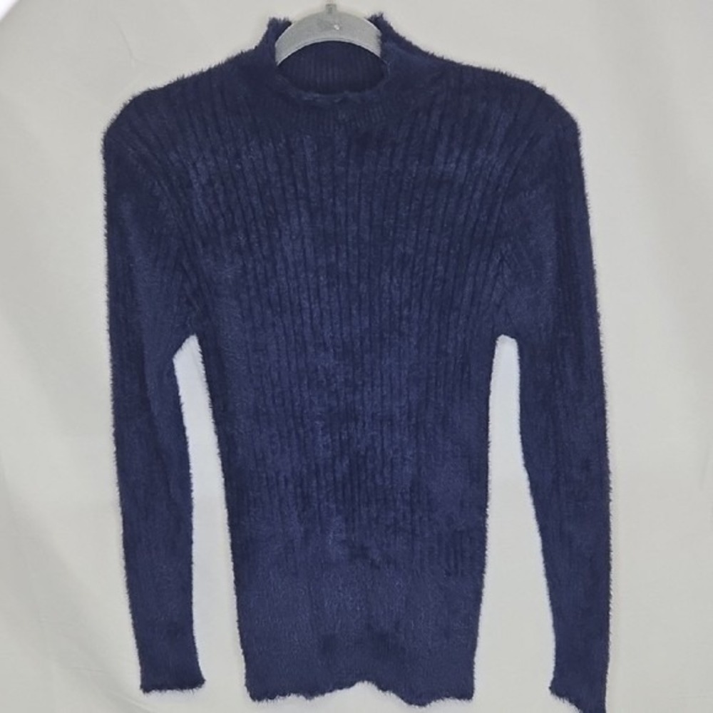 SF Snowflake Sweater, Casual Stretchy Fuzzy Cozy Winter, Blue, One Size
